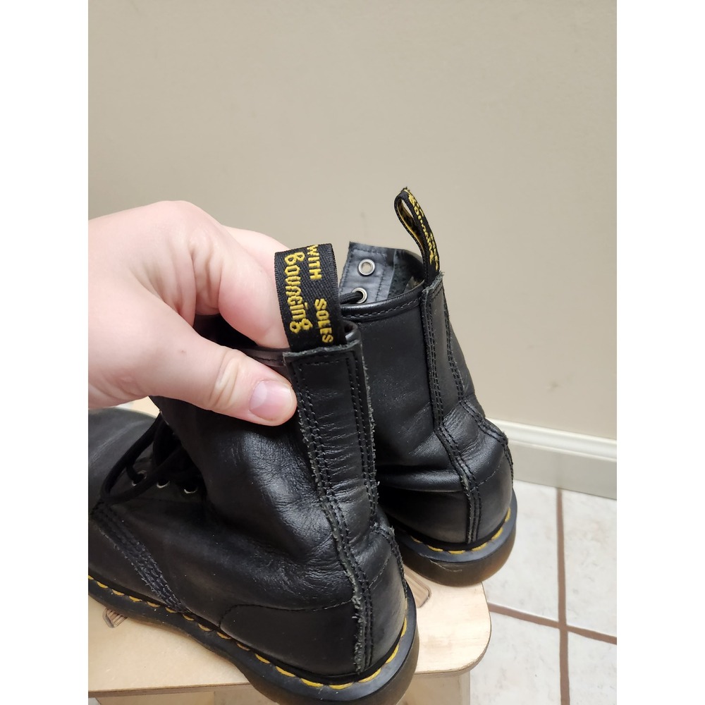 Dr Martens Black Leather Lace Up Boots Women US 6 Platform Airwair - Picture 4 of 6